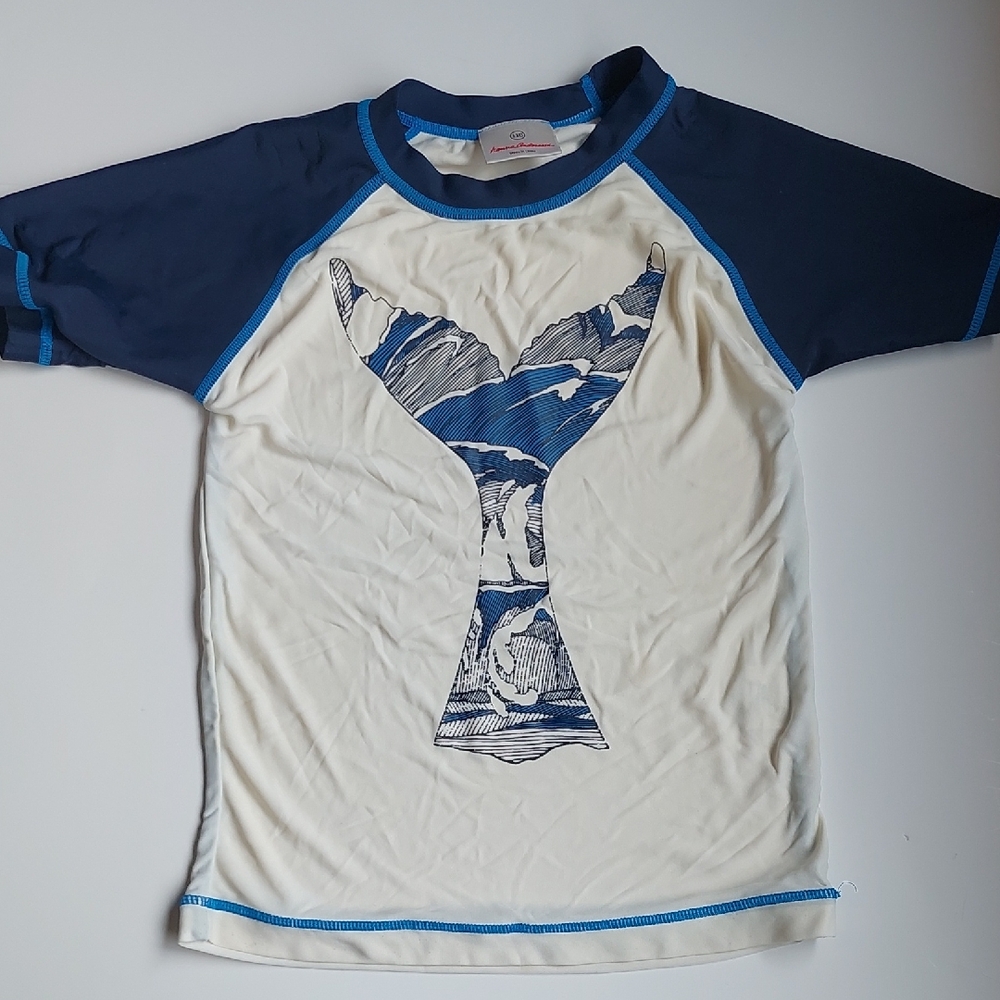 Hanna Andersson Blue and White Rashguard with Y-Design